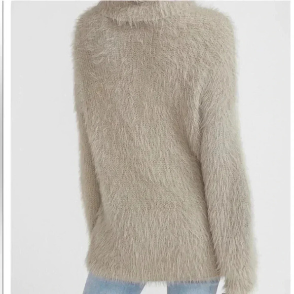 Express Size Medium Cowl Neck Sweater Tan Cozy Oversized - Picture 2 of 10